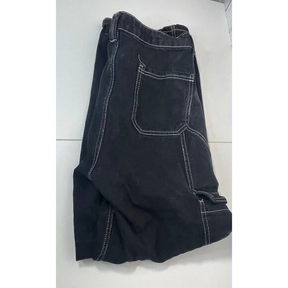 Hot Topic Denim Carpenter Cargo Pants 11 Womens Black Green Hi Rise Straight Leg - Picture 4 of 7